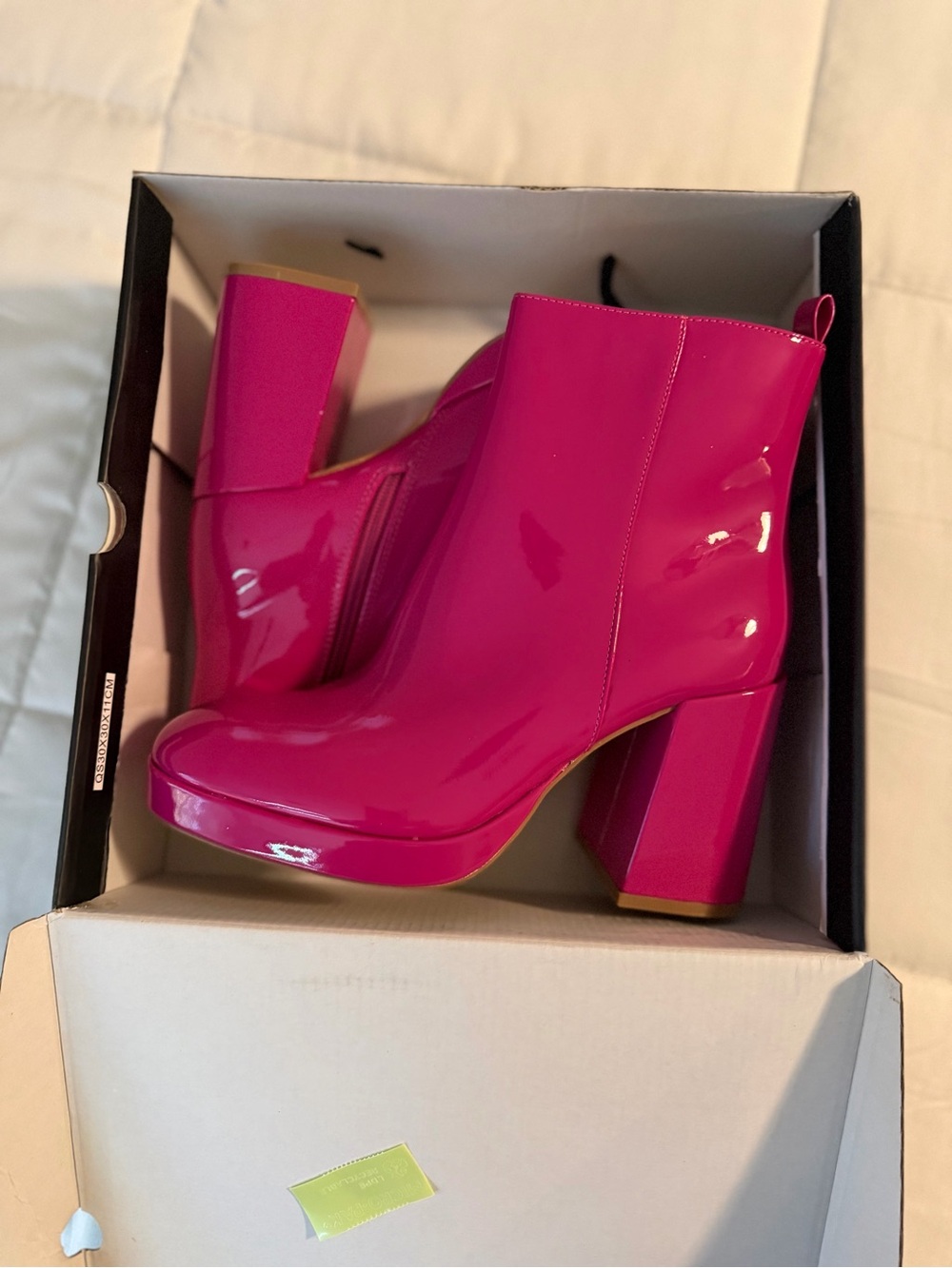 ShuShop Women’s Hot Pink Patent Platform Ankle Boots